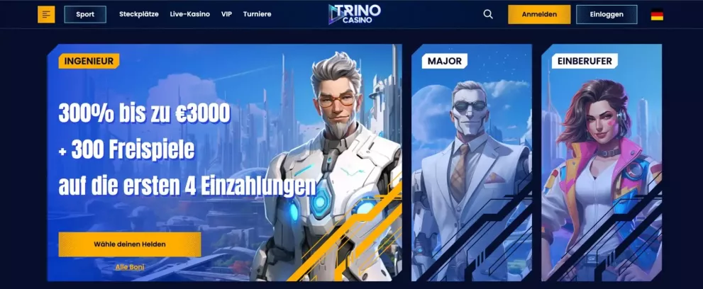 Trino Casino – 150% bis zu 1000 € + 200 Freispiele Willkommensbonus
