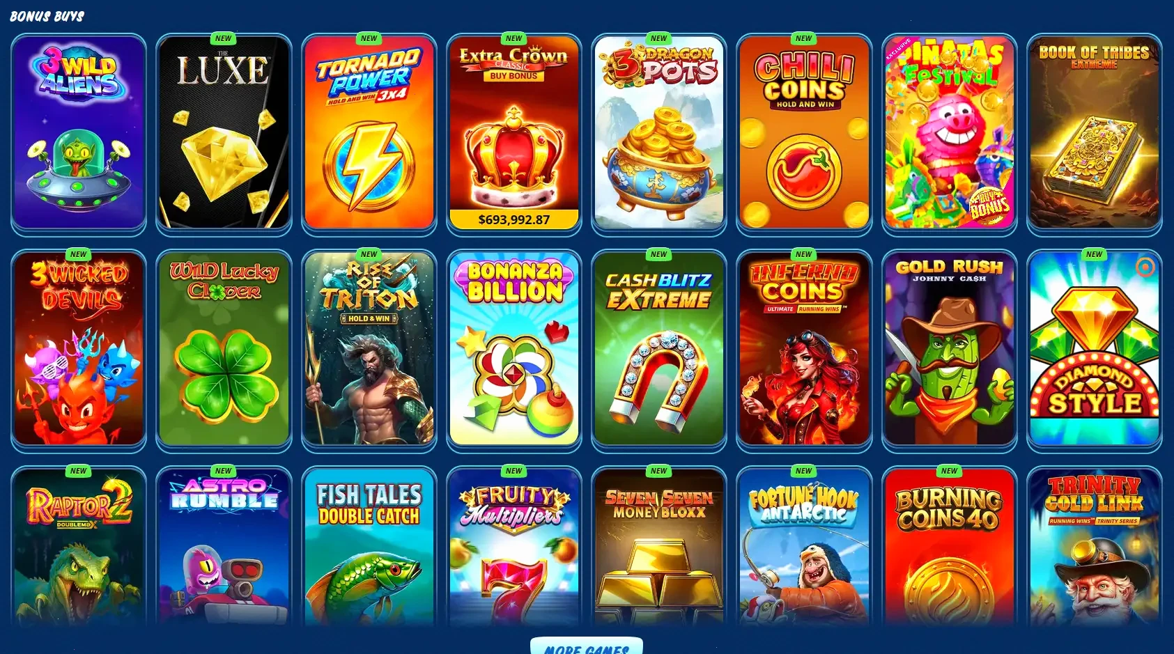 Trino Casino Login-Bereich und Spielelobby 2026